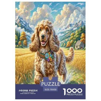 Amerikanischer Cocker Spaniel Puzzle 1000-teilige Schwer Puzzle Spielzeug Pädagogisches Spiel Impossible Herausforderungsspielzeug Für Erwachsene Kinder 70x50cm/1000pcs von ChengzeTCo